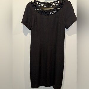 Classic Black Short-Sleeve Sheath Dress - Elegant Work & Evening Wear